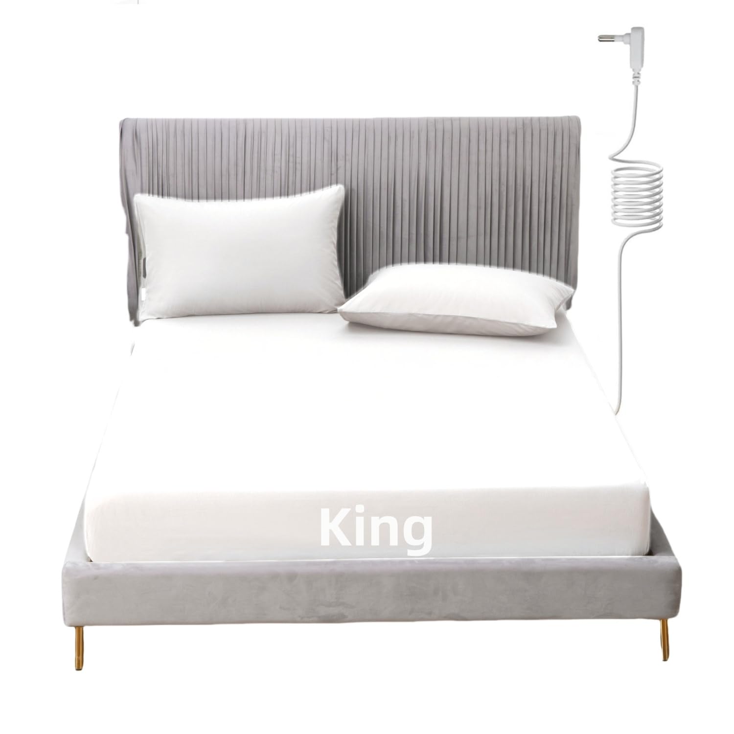 JIUMIWA Grounding Sheet King Size with 15ft Cord, 90% Organic Cotton + 10% Silver Fiber, Conductive Earthing Bed Sheets for Better Sleep and Wellness (White, King - 76"x80"x13")