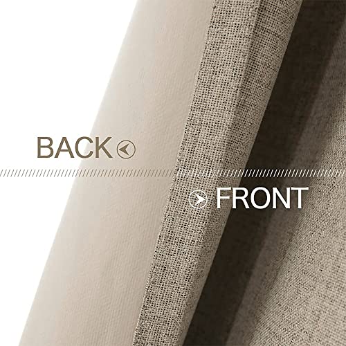 Miulee Natural 100% Blackout Curtains 90 Inches Long For Bedroom,Solid Grommet Window Curtain For Living Room,Neutral Linen Textured Blackout Room Darkening Curtains/Draperies,2 Panels 52X90 Inch #TOP3