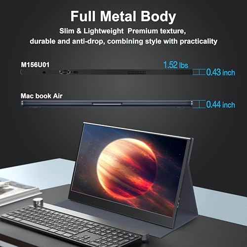 Image of UFYQL 4K Portable Monitor for Laptop, 15.6 inch 3840x2160 UHD IPS Screen, with Dual Full-Function USB-C & Mini HDMI Ports, Smart Cover, VESA Mountable for Laptop PC Phone PS4 /5 Xbox Switch