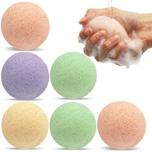 Natural Konjac Sponge, Facial Cleansing and Exfoliating (6-Pack)