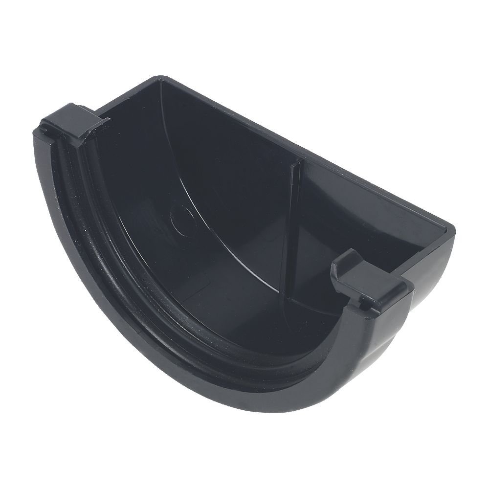 Floplast Miniflo Black Half Round Gutter Stop End(L)51mm (Dia)76mm (W)76mm from B&Q