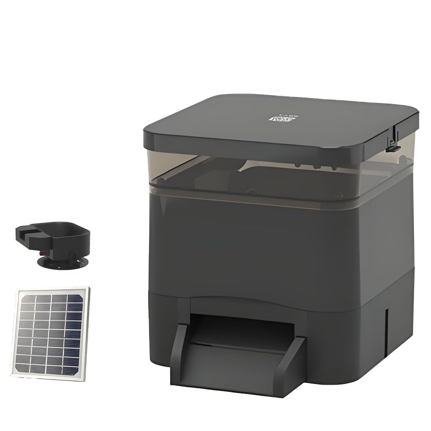 BOOZXCV Solar Auto Fish Feeder - 120° Wide Dispersion, Adjustable 1-12 Times Daily, Rainproof & Sunproof, for Koi, Carp, Aquaculture & Pond Care (Black 4L)