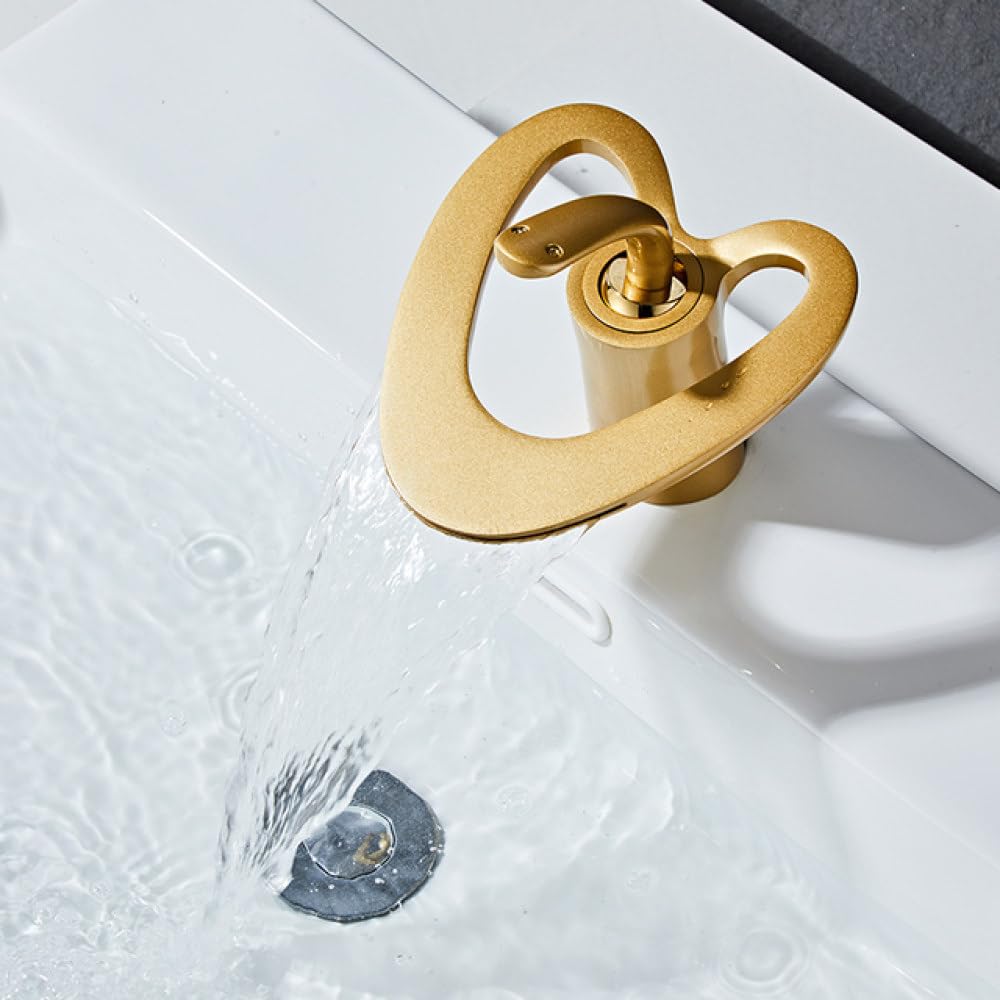 Robinet lavabo cascade or brossé SLT239 : le mitigeur haut de gamme au design épuré