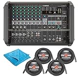 Yamaha EMX5 Powered Mixer Bundle with XLR Cables and Austin Bazaar Polishing Cloth