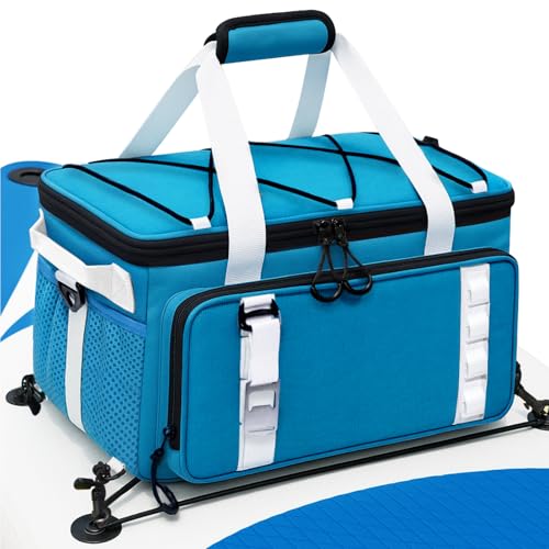 Paddle Board Cooler Bag 25L Insulated SUP Deck Bag Fits 30 Cans Water-Resistant Kayak Cooler with Top Bungee Storage 6 Elastic Clips Shoulder Strap & Bottle Opener Paddle Board Accessories