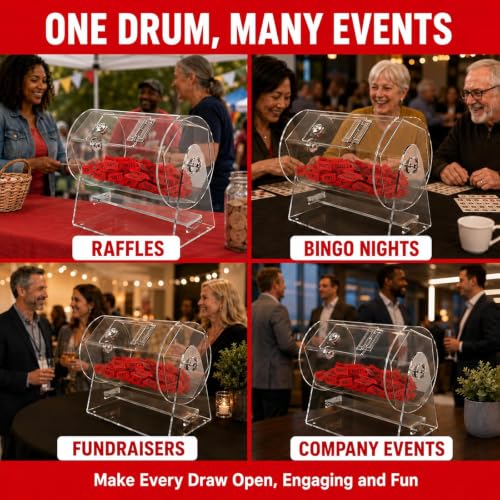 Image of Raffle Drum Holds 2000 Tickets, Raffle Spinner Box for Lottery Bingo Games