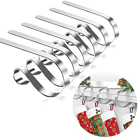 6 Pack Christmas Stocking Holders for Mantle,Multiple Usage Mantel Stocking Holders tocking Scrolls for Party Christmas Decoration Supplies Cover