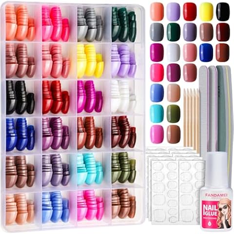 Fandamei Press on Nails Short, 24 Packs Cover