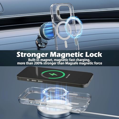 Image of for iPhone 17 Pro Max Case Clear,Magnetic iPhone 17 Max Case with Screen Protector [Compatible with MagSafe], Shockproof TPU Cover for iPhone 17 ProMax Phone Case Built-in Stash Stand