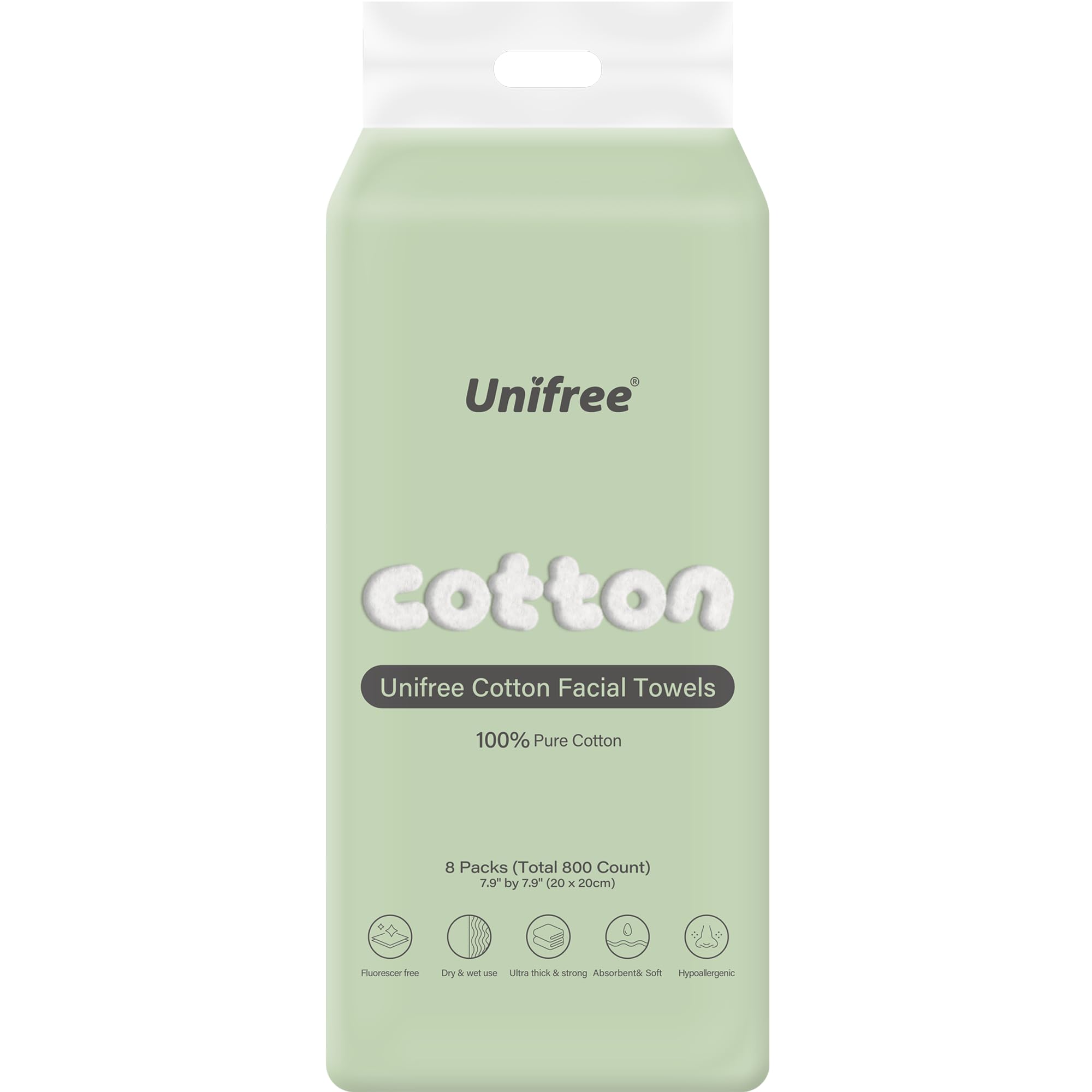 Sponsored Ad - Unifree Facial Tissues I Dry Wipes I Makeup Remover, 8-pack Value Pack, 800 Count