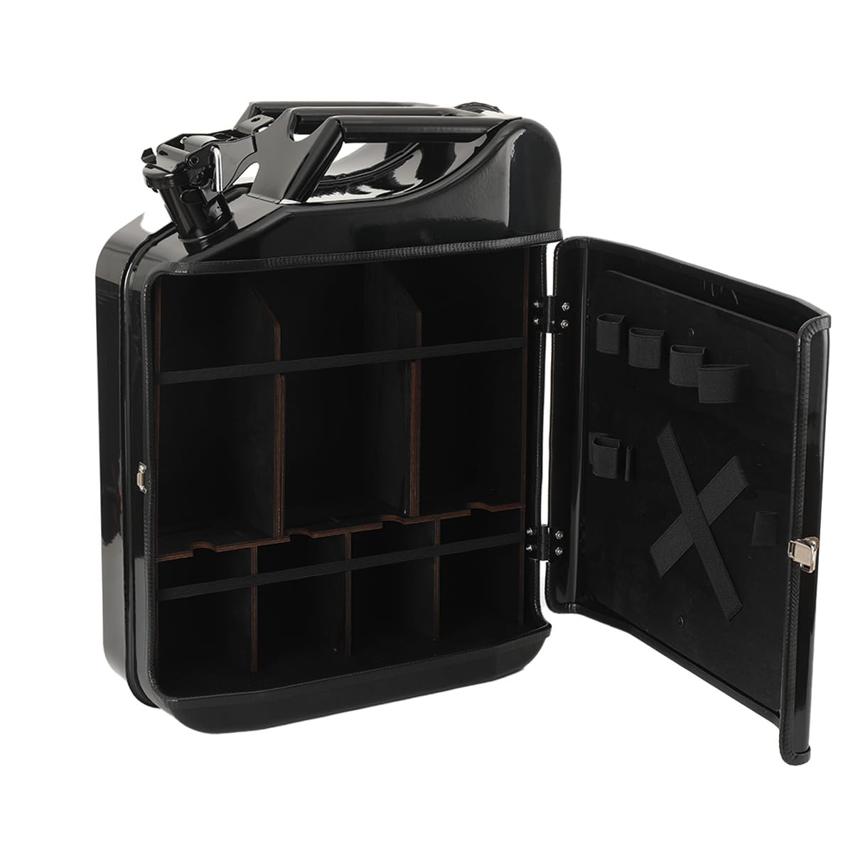Armario de bar de 20 l, bidón Jerrycan, depósito de gasolina, estante para vino, para whisky, caja de gasolina, con cerradura, minibar, almacenamiento de vino con soporte para botellas, regalo