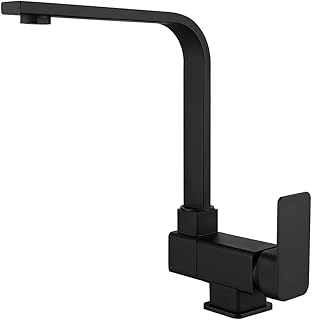 SJQKA Bateria kuchenna z okienkiem, miedziany zlewozmywak kuchenny z ciepłą i zimną wodą, otwór wewnętrzny, kreatywny kran można obracać (czarna)