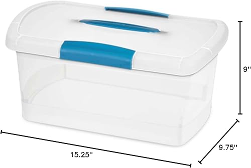 Miniatura 10 de Sterilite Contenedor mediano de almacenamiento apilable pequeño con tapa y asa de pestillo, contenedor de plástico para organizar el hogar,