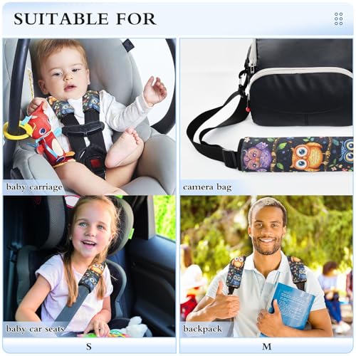 Image of Vibrant Owls Branches Flowers Spring Seat Belt Cover Pad 2 Pcs Soft Cute Seatbelt Covers Protector Support Head Neck Shoulder Strap for Car Seats High Chair Backpack for Adults Kids Women Men 1