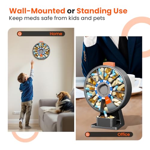 Odaro Large Pill Dispenser, Weekly Pill Organizer 7 Day Am Pm / 14 Day Pill Box, Daily Medicine Pill Organizer with Wall-Mounted or Standing Use for Vitamin, Supplement, Medicine - Gray - Image 3