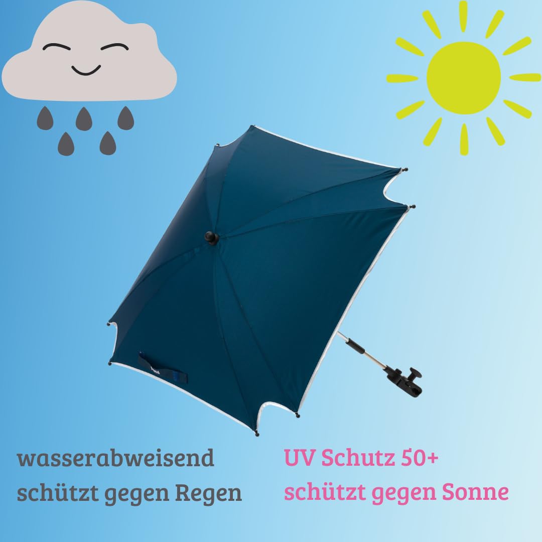 Fillikid Sonnenschirm Kinderwagen XL Exclusiv - Sonnenschutz Kinderwagen UV 50+ - Abnehmbare Halterung für Runde & Ovale Gestelle - Kinderwagen Sonnenschirm, 80 cm, Wasserabweisend