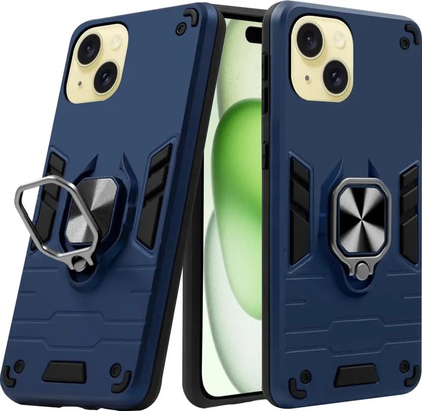 Image of AIBEX Armor Back Cover Compatible for Apple iPhone 13| Rugged Shockproof Case with Ring Holder & Kickstand | Military-Grade Protection | Magnetic Car Mount Compatible