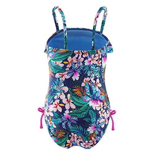 Girls Swimsuit Mermaid Floral One Piece Bathing Suit Cute Princess Quick Dry Swimwear for Kids Teens 4-12T with Swim Cap2