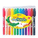 COLORIX Twistable Crayons – 12 Silky Gel Crayons for Kids, Non Toxic & Twist Up, Easy to Hold, Mess-Free Drawing for Travel, Arts & Crafts, Creative School Supplies