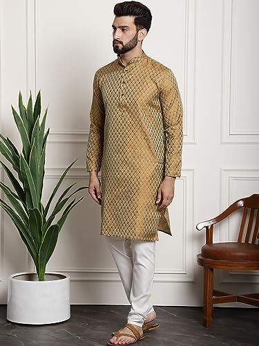 Image of SOJANYA (Since 1958 Men's Silk Blend Kurta Pyjama & Embroiderd Nehrujacket Combo