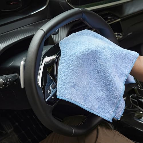 Image of Amazon Basics Pack of 8 Microfiber Cleaning Cloth | 300 GSM | Ultra Soft | Super Absorbent | Reusable | Multicolor| 40cm X 40cm