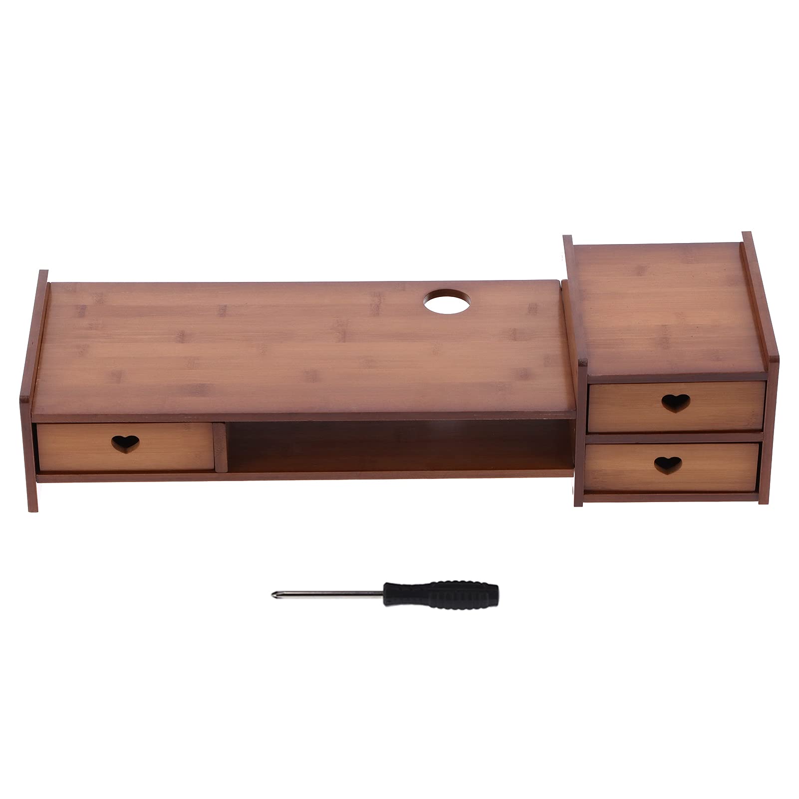 Cocoarm Supporto per Monitor in bambù Rialzo con 3 Cassetti Supporto per Monitor 69 X 23 X 17 Cm per Casa e Ufficio Alza l'altezza dello Schermo Aggiunge Spazio di Archiviazione Supporta Stampante