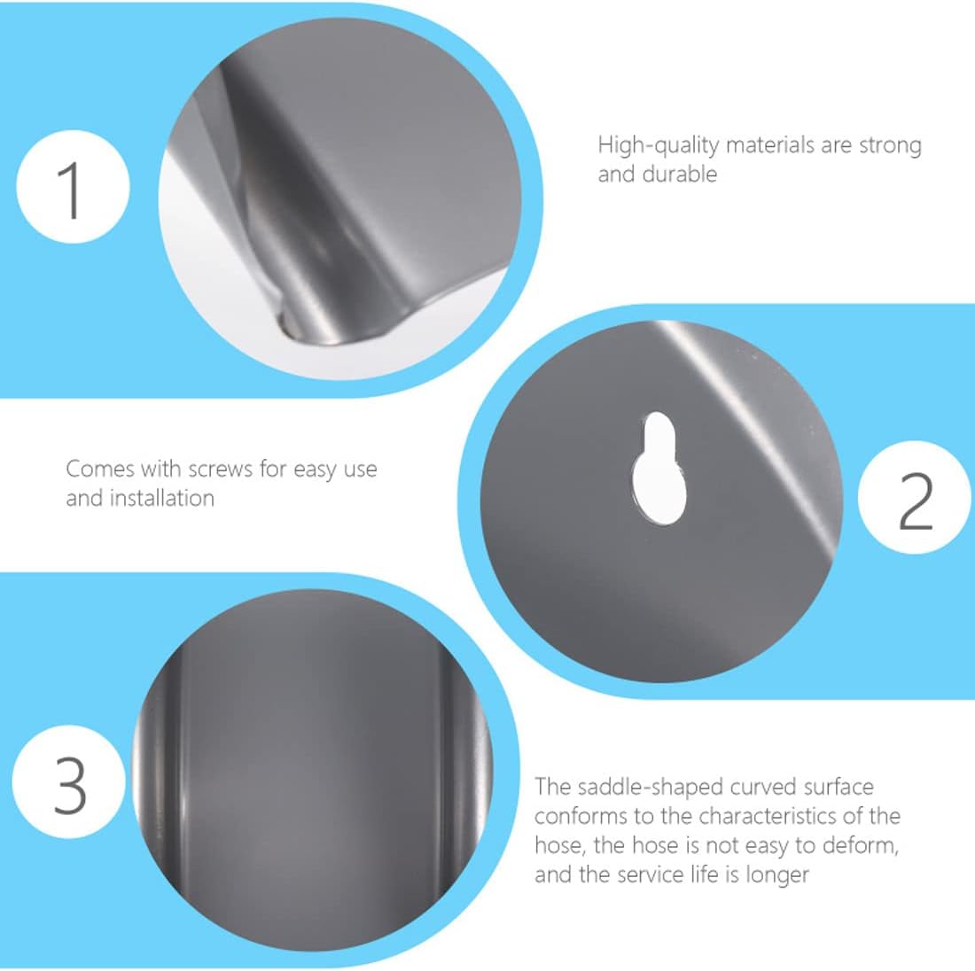 Garden Hose Holder,Water Hose Holder Bracket Wall Mount Solid Steel Hose, Hanger Heavy Duty Hose Stand Storage Holder ,Easily Holds Up to 100ft for Outside Garden Tidy (Sliver)