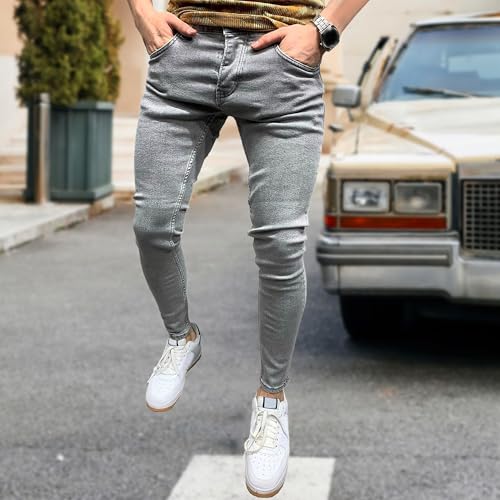 Mens Stretch Jeans Casual Skinny Stretchy Jeans Summer Slim Fit Regular Fit Chino Denim Pants3