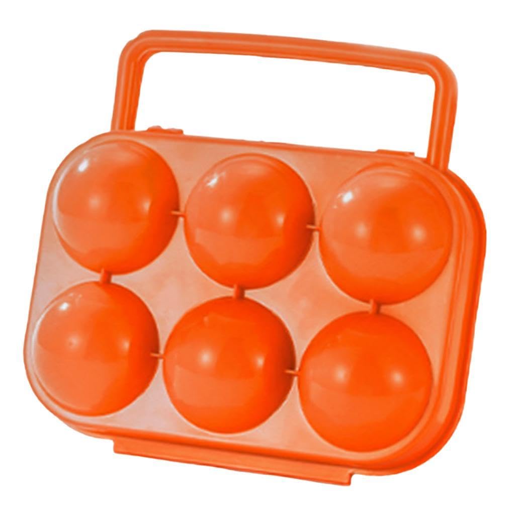 6 Grid Eggs Storage Box Dispenser Eggs Container for Home Backpacking Hiking Orange