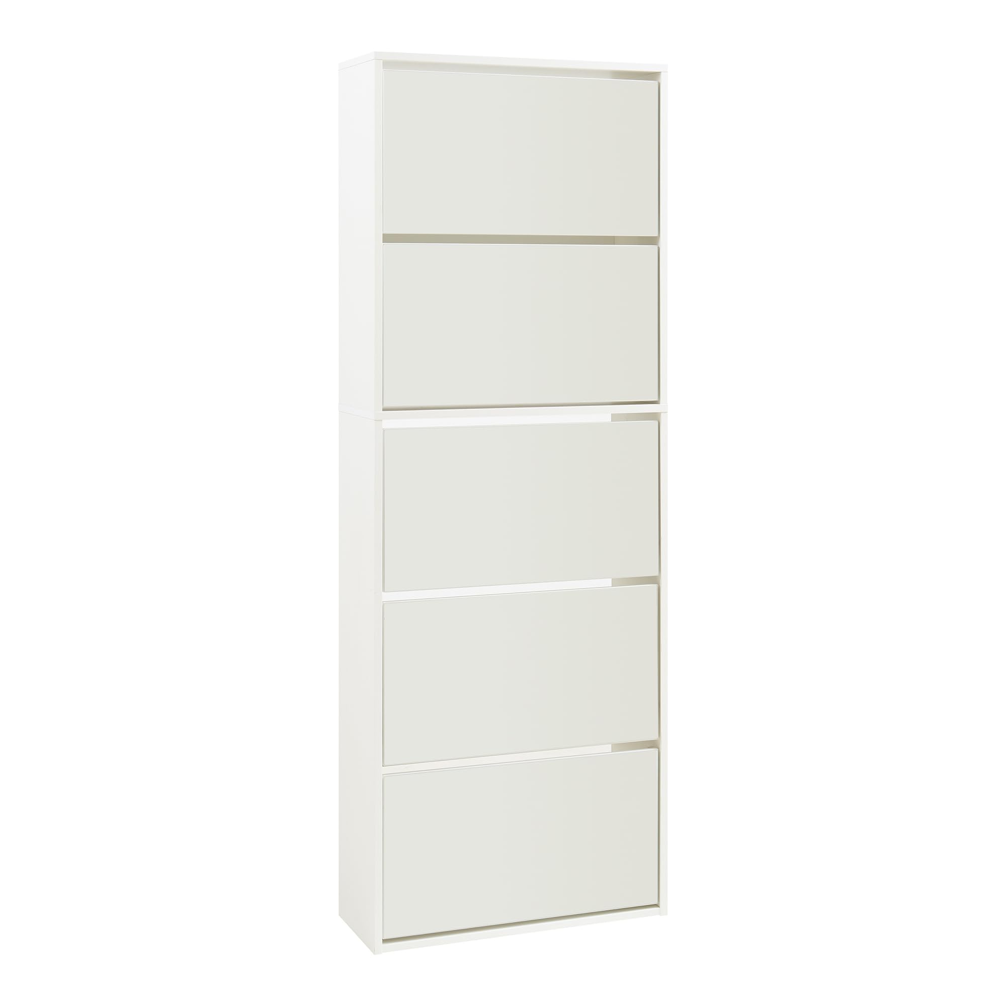 [en.casa] Armario Zapatero con Espejo Lund Mueble Zapatero con 5 Puertas Abatibles Organizador de Zapatos para 20 Pares de Calzado 169 x 60 x 24 cm Blanco