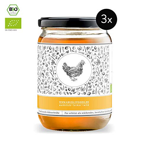 Grizzly Foods • BIO Brühe Rind + Huhn Probierpaket (6 x 500ml) • 100% natürlich • Ohne Zucker & Geschmacksverstärker • Lange gekocht • Wertvolle Nährwerte • Fleischbrühe, Fond, Bouillon