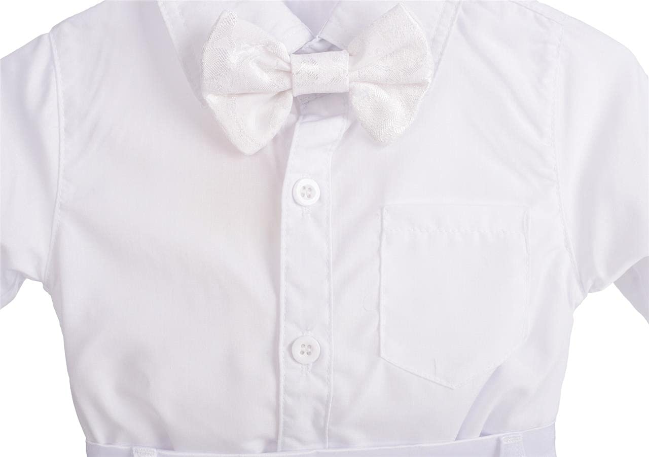 Lito Angels Ropa de Bautizo Traje de Boda Blanco para Bebe Niño, Manga Larga, Floral, Talla 6-24 Meses