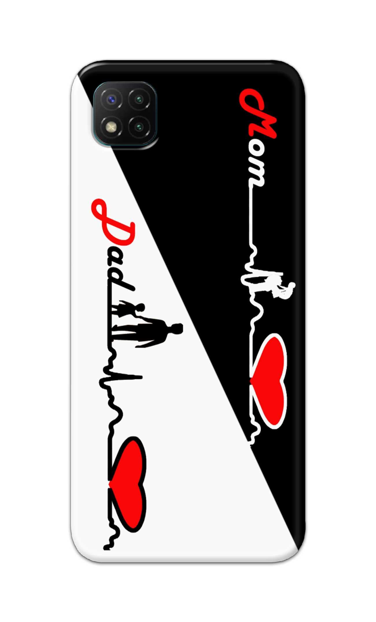 TweakyMod Designer Printed Hard Case | Mom and Dad Heart Beat Back Cover Compatible with Poco C3