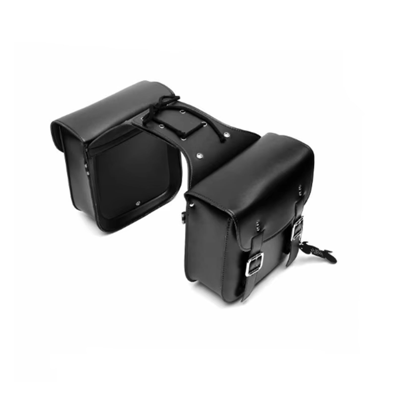 Borse Sella Custodia Per Bicicletta Per Moto Valigia Serbatoio Laterale Bagaglio Pelle PU Impermeabile Moda Retrò Borse Da Sella Per Moto(2 PCS Black)