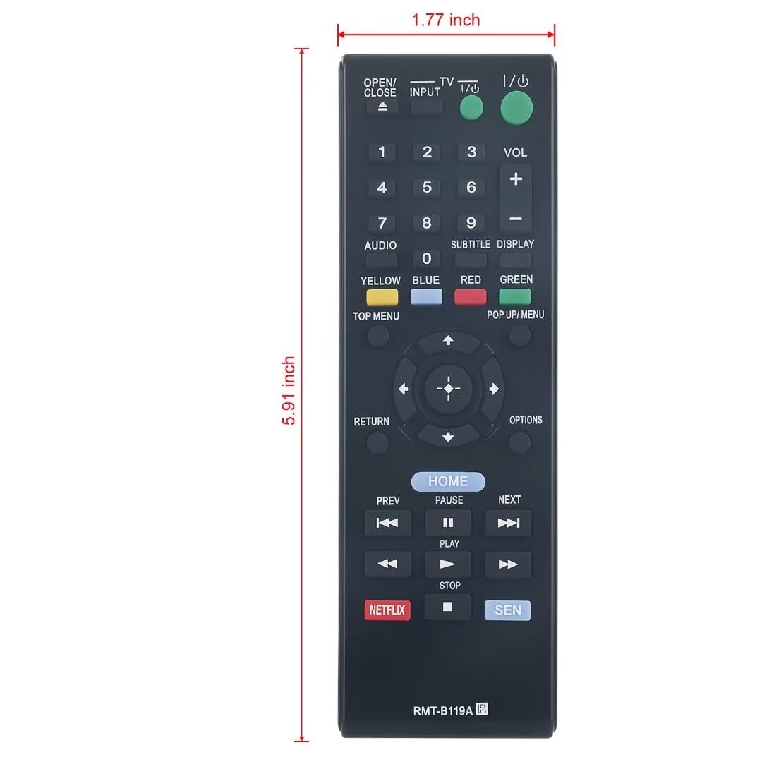 RMT-B119A RMTB119A Replace Remote fit for Sony Blu-Ray Disc DVD Player BDP-BX59 BDP-S390 BDP-S590 BDP-BX110 BDP-S1100 BDP-S3100 BDP-BX310 BDP-BX510 BDP-S580 BDPBX59 BDPS390 BDPS590 BDPBX110 BDPS1100