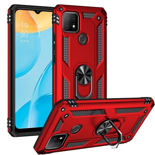 FERLAN Funda Compatible con Google Pixel 3A XL,Armor Carcasa con 360 Grados Anillo iman Soporte Hard PC Silicona TPU Bumper Antigolpes Case para Google Pixel 3A XL -Rojo
