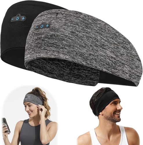 BORAYDA 2-Pack Bluetooth Headband, Bluetooth 5.4 Sleeping Headphones,18 Hours Play Time,HD Stereo, Built-in Microphone, Workout, Running, Sports, Men/Women Giftv
