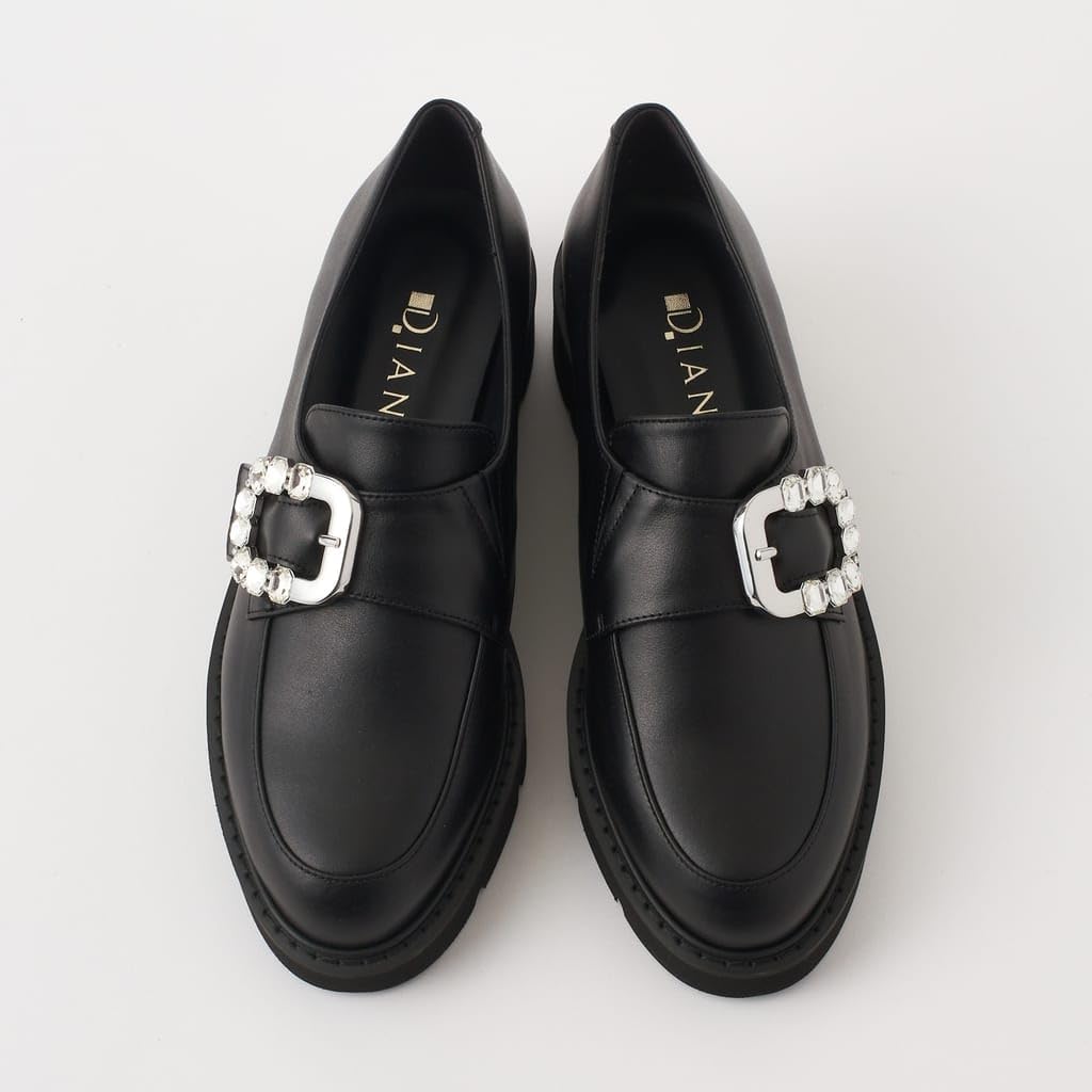 [ダイアナ] パンプス 日本製 厚底 ビジュー マニッシュ FA24334F ヒール高4cm台