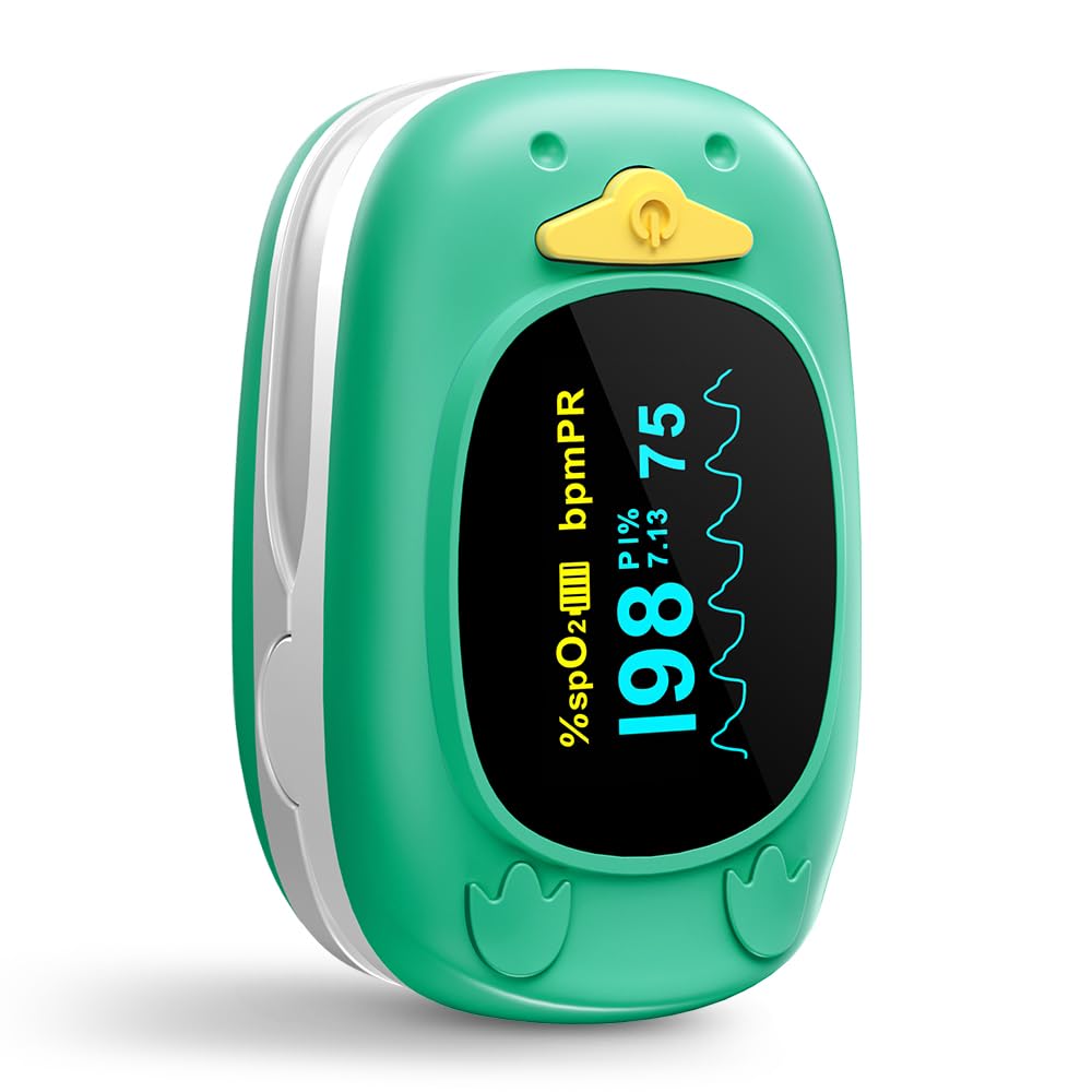 Paediatric Pulse Oximeter Saturimetro Pediatrico Professionale Certificato per Bambini con Display LED, HOLFENRY Saturimetro Bambini Pediatrico Un Design Carino per Il Monitoraggio Di SpO2