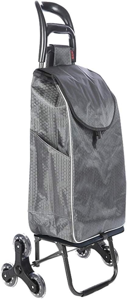 Trolleys, bolsas de compras plegables con 6 ruedas para subir escaleras, carrito impermeable con bolsa desmontable en color gris miniatura 2