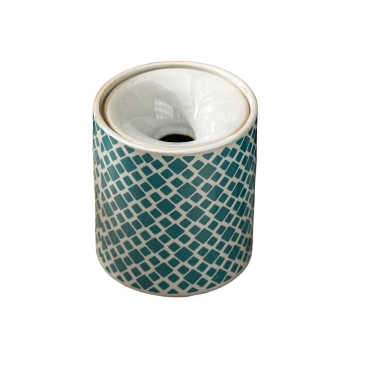 Ashtrays Tall Checkered Lidded Household Ashtray Windproof Chinese Style Office Funnel-shaped Decor