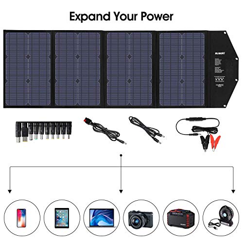 SUAOKI 100W Foldable Solar Panel Charger for SUAOKI Portable Power Station/Jackery Explorer/Goal Zero Yeti/Webetop/ROCKPALS Generator, Quick Charge 3.0, 60W Type C for Cell Phone Macbook Laptop