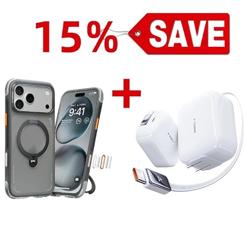 iPhone 17 67W Charger with Battery Protection and Retractable USB-C Cable and Case - Buy Together to Save 15%