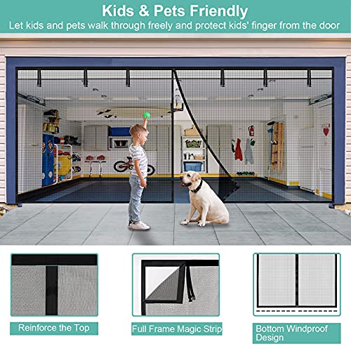 image for Magnetic Garage Door Screen for 2 Car 16x7 FT, innhom Garage Screen Do
