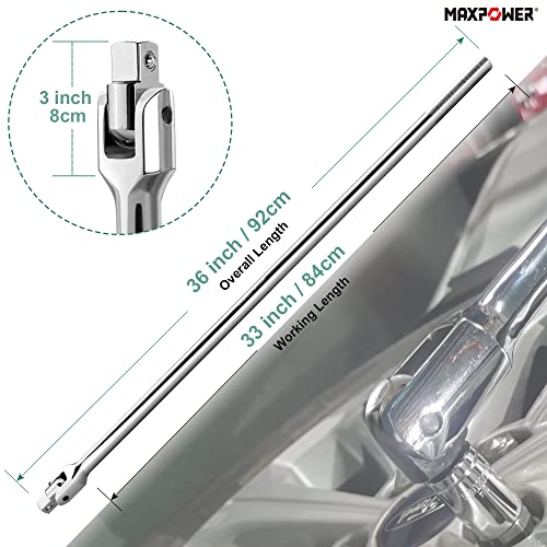 MAXPOWER Breaker Bar 900mm, Breaker Bar Flexible Handle with 3/4" Square Drive, 36-Inch/900mm, Silver, 3/4" Drive-36-inch - Image 2