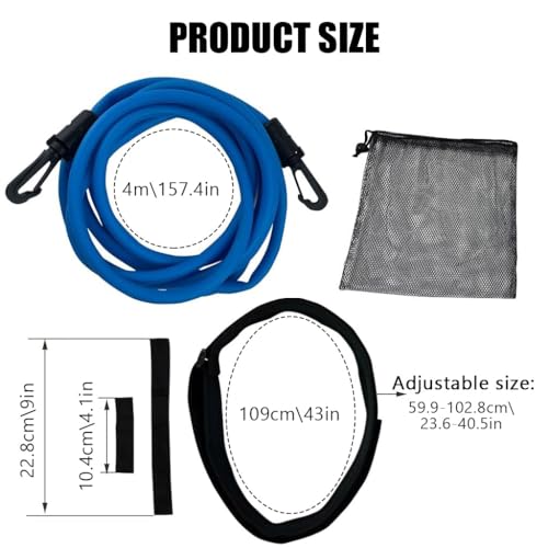 Image of Proberos Swimming Training Swim Belts, Swimming Resistant Belts Waist Belt with 13ft Long Swim Resistance Cord Swim Tether Stationary Swimming Belt for Advanced Swim Training Sessions