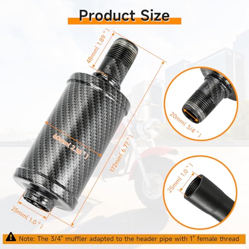Image of FVRITO Mini Bike Muffler Compatible with Predator 212cc 196cc Minibike Go Kart, Exhaust Silencer Muffler for Predator 212 Coleman CT200U CT100U KT196 GX160 Clone Small Engines Generator Lawn Mower
