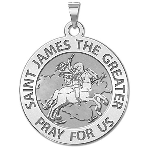 PicturesOnGold.com Saint James The Greater Religious Medal - 3/4 Inch Size of a Nickel -Solid 14K Yellow Gold2