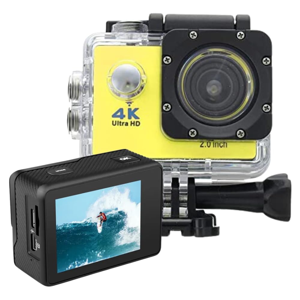Lapras 𝟏𝟓 𝐘𝐞𝐚𝐫𝐬 𝐖𝐚𝐫𝐫𝐚𝐧𝐭𝐲 4K WiFi 16MP Sports Action Camera 30M Underwater Waterproof Camera, 170-Degree HD Wide Angle Lens, 16 MP CMOS Image Sensor for Youtuber/Bike Rider's - (Yellow)-image-4
