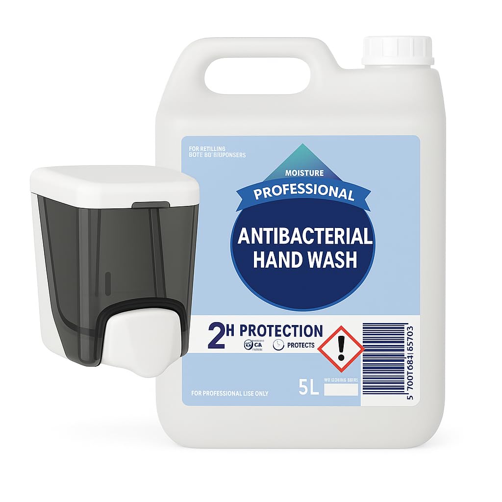 Wall Mounted Soap Dispenser with 5L Antibacterial Hand Wash Refill – 400ml ABS Durable Dispenser, Easy Refill, Hygienic, Space Saving for Bathroom, Kitchen, Office, Toilets